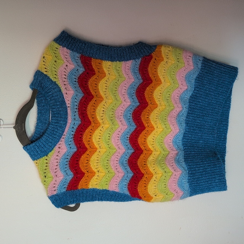 Zara Rainbow Sweater Vest Size Small